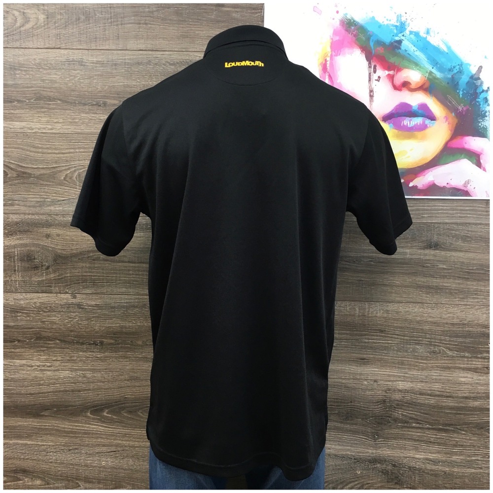 Loudmouth Golf Mens XL Black Short Sleeve Polo Shirt Patterned Pocket Graphic - Picture 3 of 7